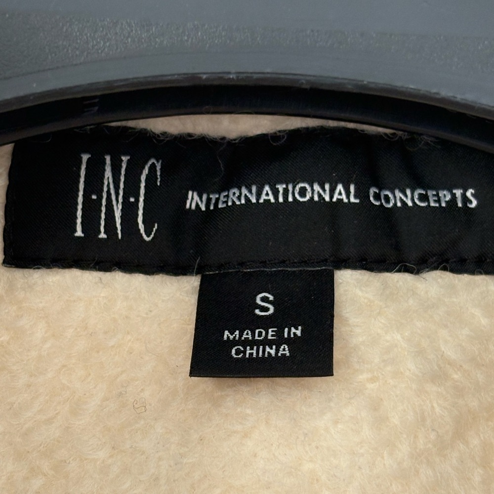 INC International Concepts Cream car-length coat with faux Fur Collar. SZ S - Picture 6 of 7